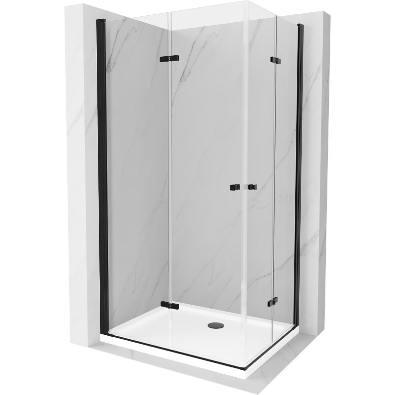 Mexen Lima Duo sklopiva tuš kabina 80 x 70 cm, transparentna, crna + tuš kada Flat - 856-080-070-70-02-4010B