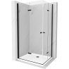 Mexen Lima Duo inklapbare douchecabine 80 x 70 cm, transparant, zwart + Flat douchebak - 856-080-070-70-02-4010B