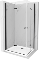 Mexen Lima Duo Folding Shower Cabin 80 x 70 cm, Transparent, Black + Flat Shower Tray - 856-080-070-70-02-4010B
