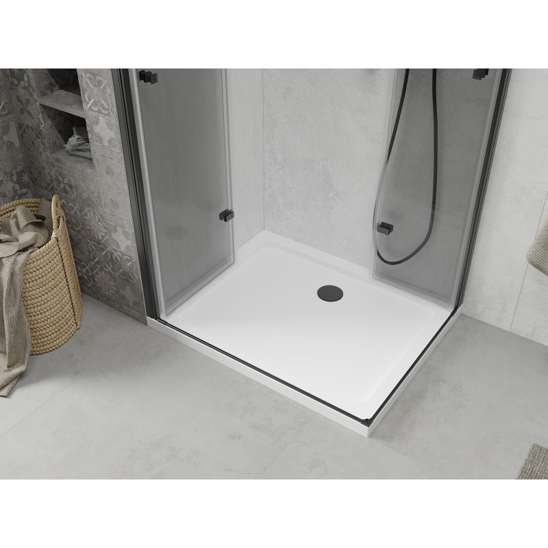 Mexen Lima Duo cabine de douche pliante 80 x 70 cm, transparent, noir + receveur plat - 856-080-070-70-02-4010B