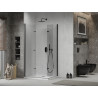 Mexen Lima Duo inklapbare douchecabine 100 x 90 cm, transparant, zwart + Flat douchebak - 856-100-090-70-02-4010B