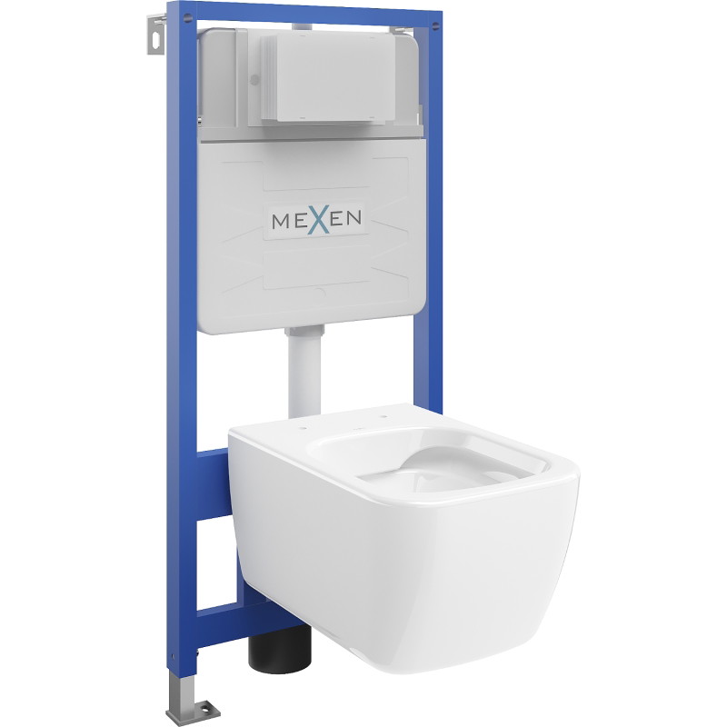 Mexen Stella WC seinapealne komplekt Fenix Slim raam WC potiga, valge läige - 6103368XX00