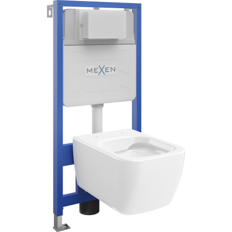 Mexen ensemble encastré WC cadre Fenix Slim avec cuvette WC Stella, blanc brillant - 6103368XX00