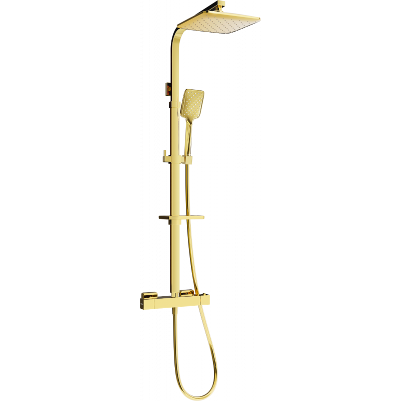 Mexen CQ62 opbouw doucheset met regendouche en thermostatische kraan, goud - 772506295-50