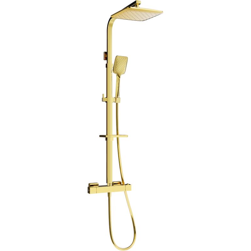 Mexen CQ62 surface-mounted shower set with rain shower and thermostatic mixer, gold - 772506295-50
