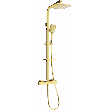 Mexen CQ62 surface-mounted shower set with rain shower and thermostatic mixer, gold - 772506295-50