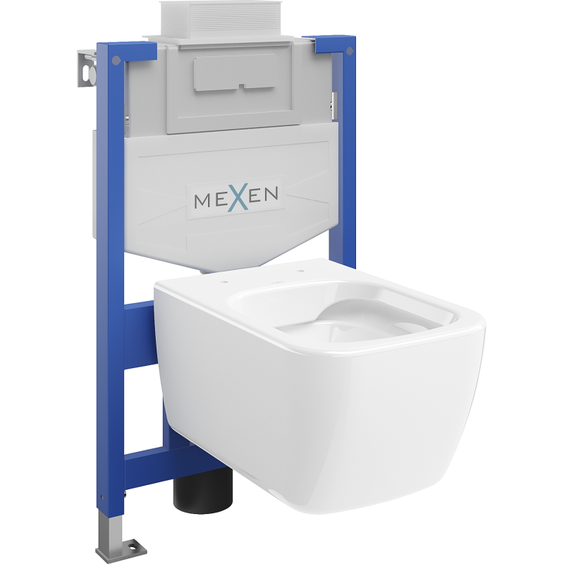 Mexen conjunto empotrado WC bastidor Fenix XS-U con inodoro Stella, blanco brillo - 6853368XX00