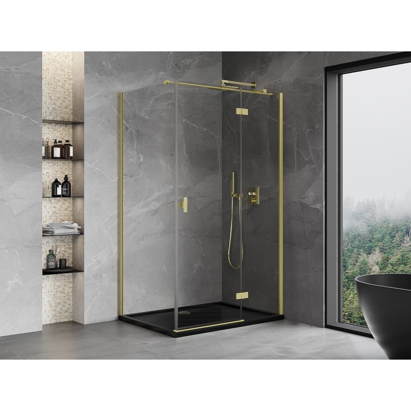 Mexen Mist-H T pööratav parempoolne dušikabiin 105 x 85 cm, läbipaistev, harjatud kuldne - 8A5T-105-085-55-00-P