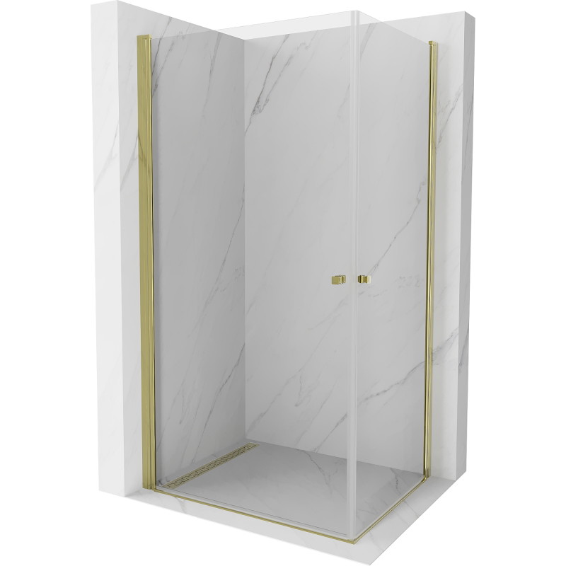 Mexen Pretoria Duo pivot shower cabin 80 x 70 cm, transparent, gold - 852-080-070-50-00-02