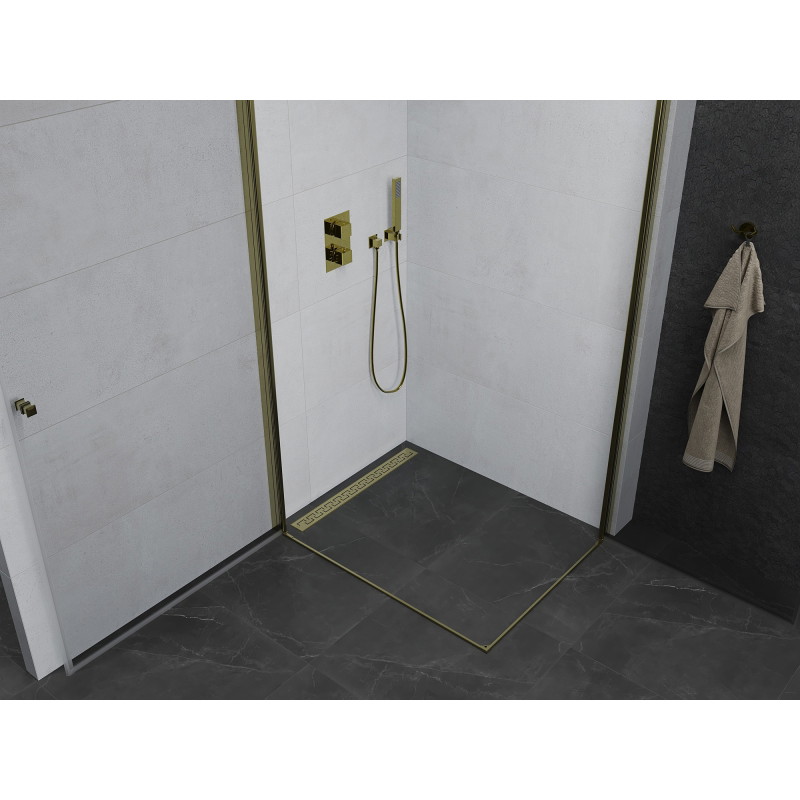Mexen Pretoria Duo pivot shower cabin 80 x 70 cm, transparent, gold - 852-080-070-50-00-02