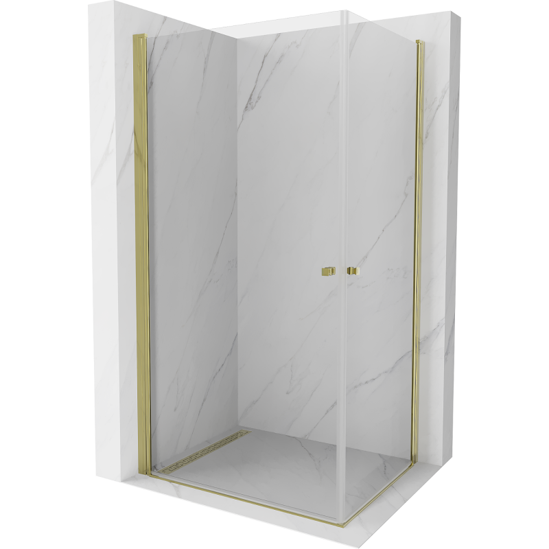 Mexen Pretoria Duo Duschkabine Schwingtür 90 x 80 cm, transparent, gold - 852-090-080-50-00-02