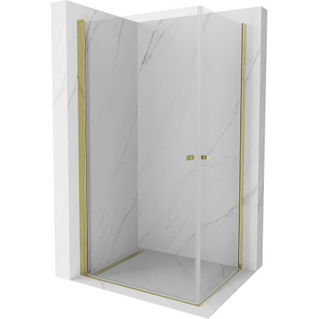 Mexen Pretoria Duo Duschkabine Schwingtür 90 x 80 cm, transparent, gold - 852-090-080-50-00-02