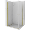 Mexen Pretoria Duo douchecabine met openslaande deur 90 x 80 cm, transparant, goudkleurig - 852-090-080-50-00-02