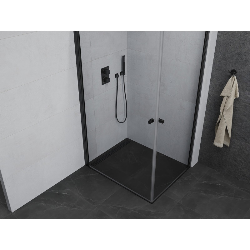 Mexen Pretoria Duo hinged shower cabin 80 x 70 cm, transparent, black - 852-080-070-70-00-02