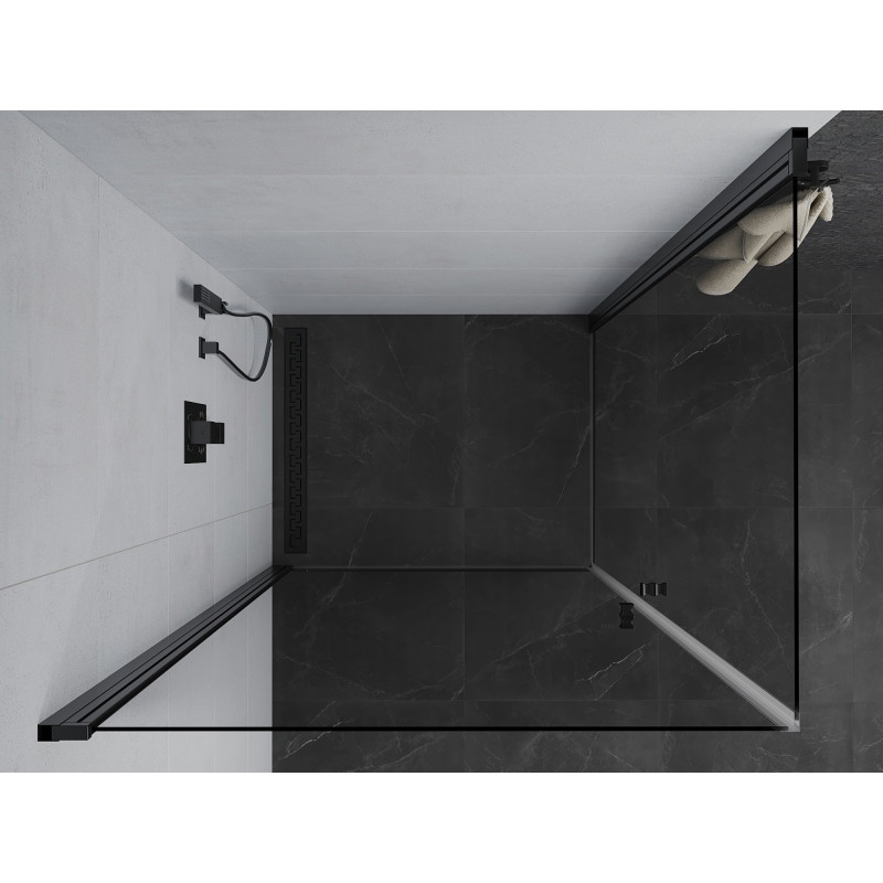 Mexen Pretoria Duo hinged shower cabin 80 x 70 cm, transparent, black - 852-080-070-70-00-02