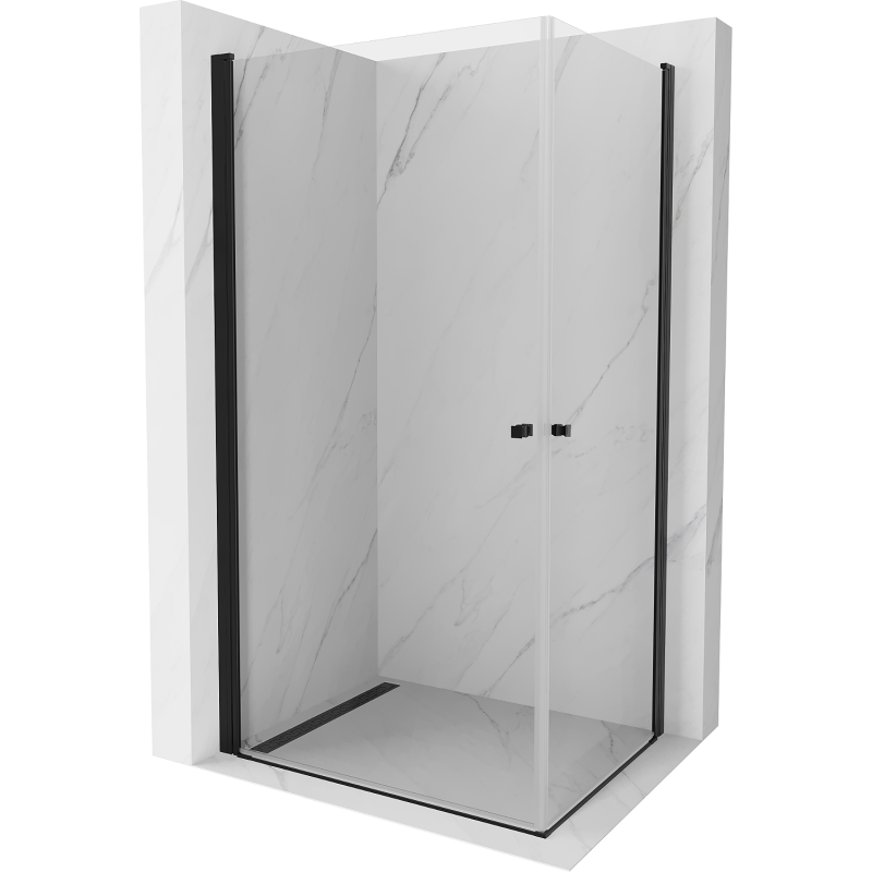 Mexen Pretoria Duo cabine de douche pivotante 90 x 80 cm, transparente, noire - 852-090-080-70-00-02