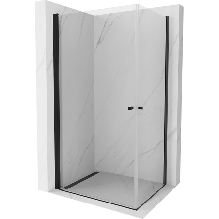 Mexen Pretoria Duo cabine de douche pivotante 90 x 80 cm, transparente, noire - 852-090-080-70-00-02