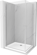 Mexen Pretoria Duo tuš kabina s preklopnim vratima 80 x 70 cm, prozirna, krom + Flat tuš kada - 852-080-070-01-02-4010