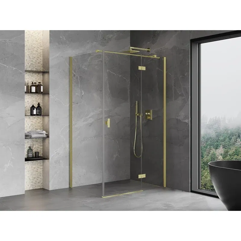 Mexen Mist-H T cabine de douche pivotante droite 70 x 110 cm, transparent, or brossé - 8A5T-070-110-55-00-P