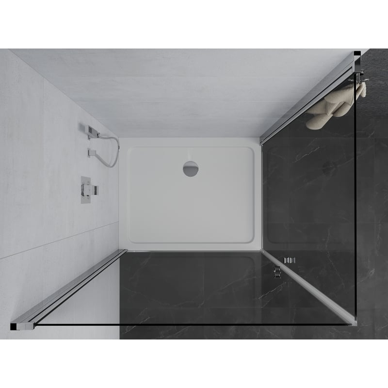 Mexen Pretoria Duo shower cabin with swing door 80 x 70 cm, transparent, chrome + Flat shower tray - 852-080-070-01-02-4010