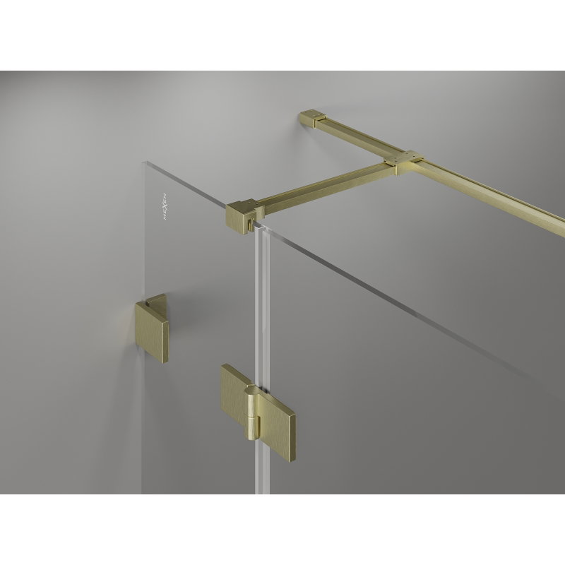 Mexen Lunar T Duschkabine, opklappbar lénks 75 x 70 cm, transparent, gebuerstet Gold - 834T-075-070-55-00-L