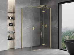 Mexen Mist-H T Duschkabine schwenkbar rechts 115 x 110 cm, transparent, gold gebürstet - 8A5T-115-110-55-00-P