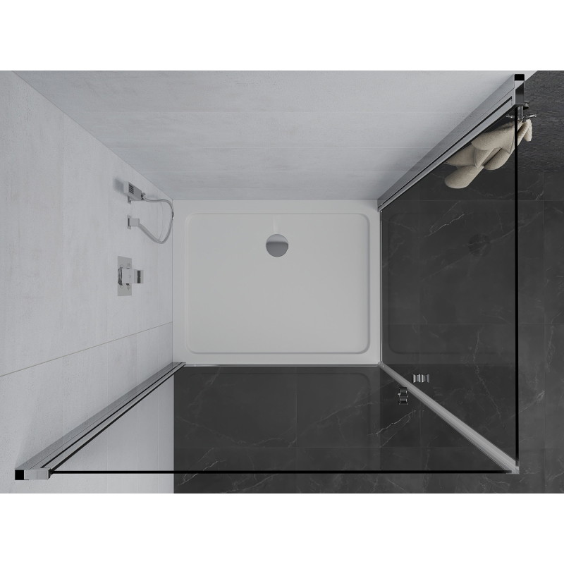 Mexen Pretoria Duo kabina prysznicowa uchylna 90 x 80 cm, transparent, chrom + brodzik Flat - 852-090-080-01-02-4010