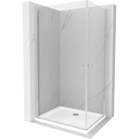 Mexen Pretoria Duo 90 x 80 cm Hinged Shower Enclosure, Transparent, Chrome + Flat Tray - 852-090-080-01-02-4010