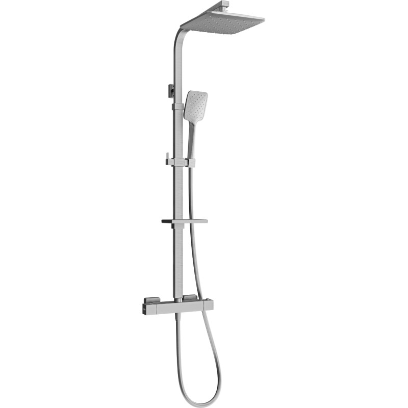 Mexen CQ62 conjunto de ducha exterior con ducha de lluvia y grifo termostático, gris acero cepillado - 772506295-66