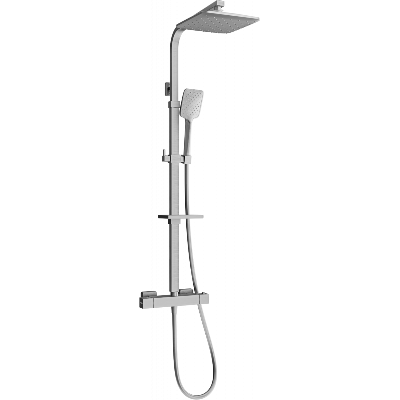 Mexen CQ62 exposed shower set with rain head and thermostatic mixer, graphite - 772506295-66