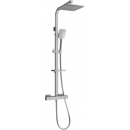 Mexen CQ62 Aufputz-Duschset mit Regenduschkopf und Thermostatarmatur, gebürstetes Waffengrau - 772506295-66
