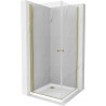 Mexen Pretoria Duo-Pendelduschkabine 70 x 70 cm, transparent, Gold + Flat-Duschwanne - 852-070-070-50-02-4010G