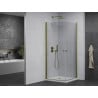 Mexen Pretoria Duo Duschkabine schwenkbar 70 x 70 cm, transparent, gold + Flat Duschwanne - 852-070-070-50-02-4010G