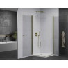 Mexen Pretoria Duo cabine de douche pivotante 70 x 70 cm, transparente, or + receveur plat - 852-070-070-50-02-4010G