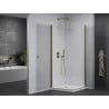 Mexen Pretoria Duo Duschkabine schwenkbar 70 x 70 cm, transparent, gold + Flat Duschwanne - 852-070-070-50-02-4010G
