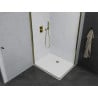 Mexen Pretoria Duo cabine de douche pivotante 80 x 70 cm, transparent, doré + receveur de douche Flat - 852-080-070-50-02-4010G