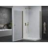 Mexen Pretoria Dubbele draaideur douchecabine 80 x 70 cm, transparant, goud + Flat douchebak - 852-080-070-50-02-4010G