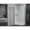 Mexen Pretoria Duo cabine de douche pivotante 80 x 70 cm, transparent, doré + receveur de douche Flat - 852-080-070-50-02-4010G