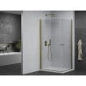 Mexen Pretoria Duo cabine de douche pivotante 80 x 70 cm, transparent, doré + receveur de douche Flat - 852-080-070-50-02-4010G