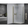 Mexen Pretoria Duo Duschkabine 80 x 70 cm, transparent, Gold + Flat Duschwanne - 852-080-070-50-02-4010G