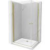 Mexen Pretoria Cabina doccia Duo porta battente 90 x 80 cm, trasparente, dorata + piatto doccia Flat - 852-090-080-50-02-4010G