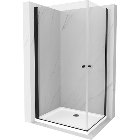 Mexen Pretoria Duo cabina de duche articulada 80 x 70 cm, transparente, preta + base plana - 852-080-070-70-02-4010B