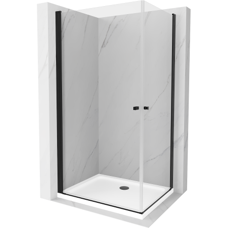 Mexen Pretoria Duo Pivot Shower Enclosure 80 x 70 cm, Transparent, Black + Flat Tray - 852-080-070-70-02-4010B