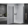 Mexen Pretoria Duo Duschkabine, ausstellbar, 90 x 80 cm, transparent, schwarz + Duschwanne Flat - 852-090-080-70-02-4010B