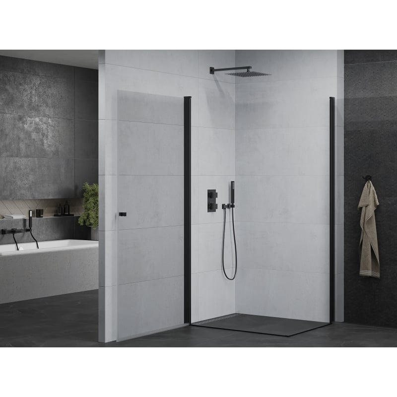 Mexen Pretoria Duo Duschkabine, aufklappbar, 100 x 90 cm, transparent, schwarz - 852-100-090-70-00-02
