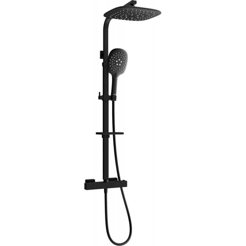 Mexen CQ22 Aufputz-Duschset mit Regenbrause und Thermostatarmatur, schwarz - 772502295-70