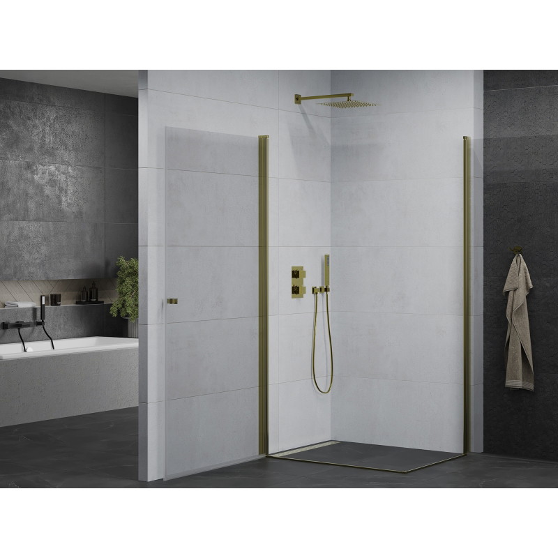 Mexen Pretoria Duo tuš kabina preklopna 100 x 90 cm, prozirna, zlatna - 852-100-090-50-00-02
