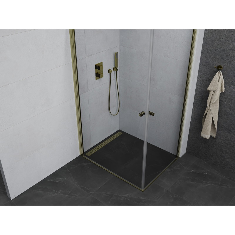 Mexen Pretoria Duo tuš kabina preklopna 100 x 90 cm, prozirna, zlatna - 852-100-090-50-00-02