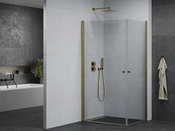 Mexen Pretoria Duo paroi de douche pivotante 100 x 90 cm, transparent, or - 852-100-090-50-00-02