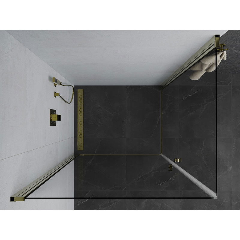 Mexen Pretoria Duo cabina doccia a battente 100 x 90 cm, trasparente, oro - 852-100-090-50-00-02